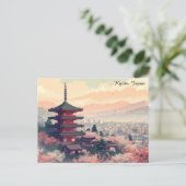 Kyoto Japan 桜の寺院アート – Sapura ポストカード (スタンド正面)