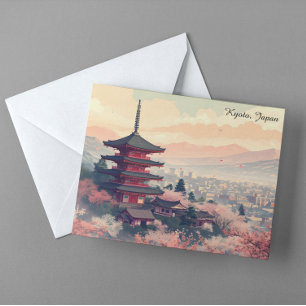 Kyoto Japan 桜の寺院アート – Sapura ポストカード