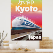 kyoto Japan bullet train vintage travel poster ポスター (キッチン)