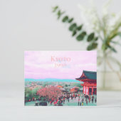 Kyoto Japan Cherry blossom at shrine travel print ポストカード (スタンド正面)