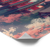 Kyoto Japan Cherry Blossom Temple Art – Sapura ポスター (角)