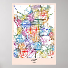 Kyoto Japan City Map ポスター