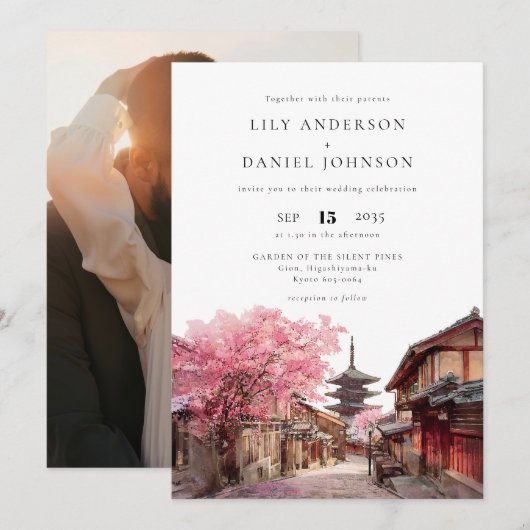 Kyoto Japan Destination Photo Wedding 招待状 (正面/裏面)