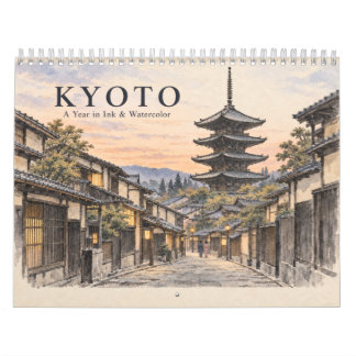 Kyoto Japan Four Seasons in Ink and Watercolor カレンダー