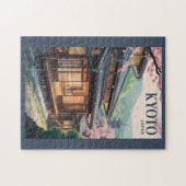 Kyoto Japan House Illustration Travel Art Vintage ジグソーパズル (横)