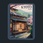 Kyoto Japan House Illustration Travel Art Vintage マグネット<br><div class="desc">Kyoto retro vector travel design. From the iconic Fushimi Inari Shrine and Golden Pavilion to the peaceful Arashiyama Bamboo Grove, Kyoto offers an unforgettable glimpse into Japan’s cultural heart and heritage.</div>
