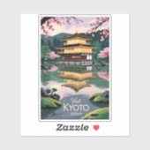Kyoto Japan Kinkaku-ji Illustration Travel Art Vin シール (シート)