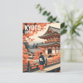 Kyoto Japan Travel Autumn Temple Retro Personalize ポストカード (スタンド正面)