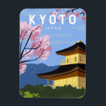 Kyoto Japan Travel Vintage Art マグネット<br><div class="desc">Kyoto vector art design. It's famous for its numerous classical Buddhist temples,  as well as gardens,  imperial palaces,  Shinto shrines and traditional wooden houses.</div>