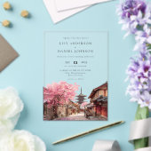 Kyoto Japan Watercolor Destination Wedding アクリル招待状 (インサイチュ (ウェディング))