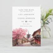 Kyoto Japan Watercolor Elegant Wedding セーブザデート (スタンド正面)