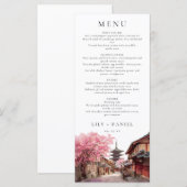 Kyoto Japan Watercolor Elegant Wedding メニュー (正面/裏面)