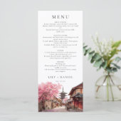 Kyoto Japan Watercolor Elegant Wedding メニュー (スタンド正面)