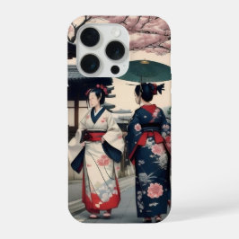 Kyoto Kimono Spring Walk iPhone Case 15 Proケース
