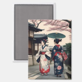 Kyoto Kimono Spring Walk Magnet マグネット (正面/裏面)
