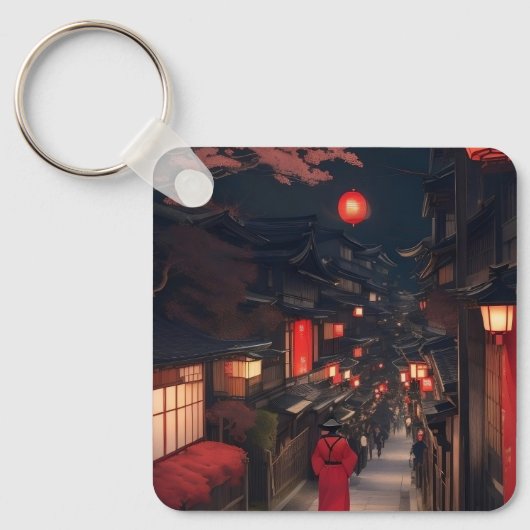 Kyoto Night Lantern Walk Keychain キーホルダー (正面)