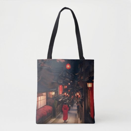 Kyoto Night Lantern Walk Tote Bag トートバッグ (正面)