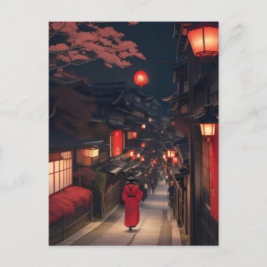 Kyoto Night Lanterns Postcard ポストカード (正面)
