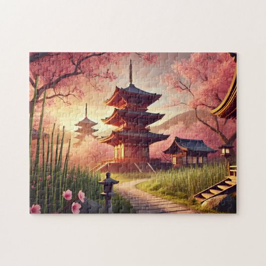Kyoto Pagoda Cherry Blossom & Bamboo Forest ジグソーパズル (横)