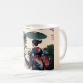 Kyoto Spring Walk Kimono Mug – Cherry Blossom Scen コーヒーマグカップ (正面右)