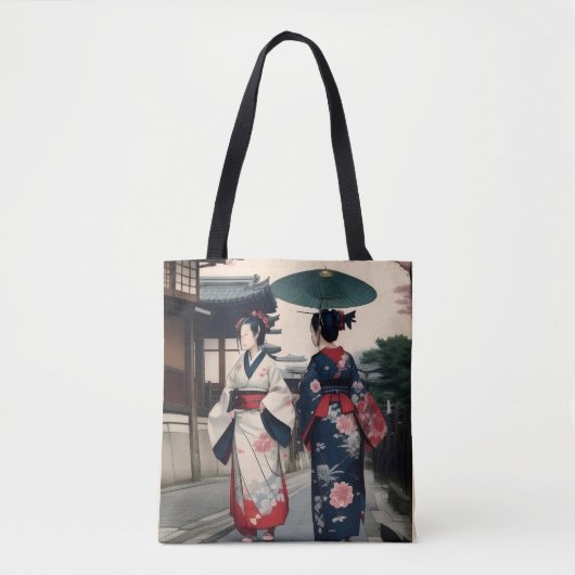 Kyoto Spring Walk Kimono Tote Bag トートバッグ (正面)