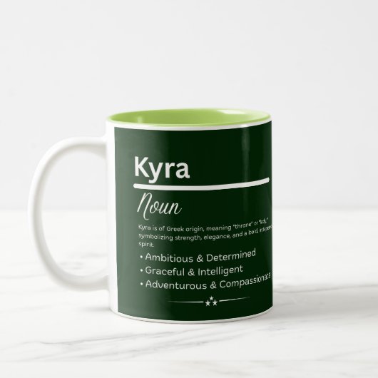Kyra, Girl Personalized Name Definition Mug ツートーンマグカップ (左)