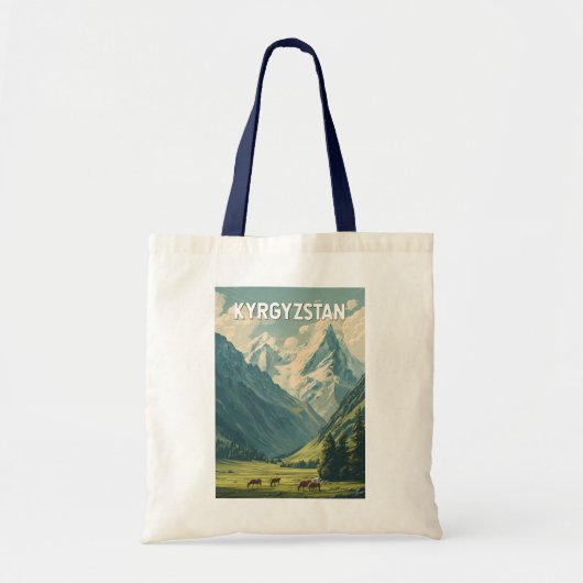 Kyrgyzstan Illustration Travel Art Vintage トートバッグ (正面)