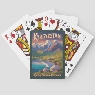 Kyrgyzstan Mountains Illustration Travel Art Vinta トランプ