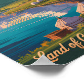 Kyrgyzstan Mountains Illustration Travel Art Vinta ポスター (角)