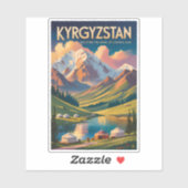 Kyrgyzstan Yurt Illustration Travel Art Vintage シール (シート)
