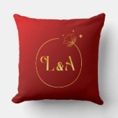 LとAメタリック金ゴールド&赤王室の枕 クッション (正面)
