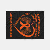 Lにおける父の記憶におけるリボン白血病認識度 フリースブランケット (正面(横))