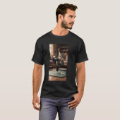Lの武術家に扮した猫の高く蹴るポーズ Tシャツ (正面フル)