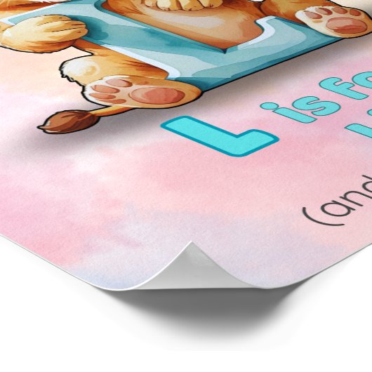 Lはライオンのアルファベットプリント -  Nursery用のプリント ポスター (角)