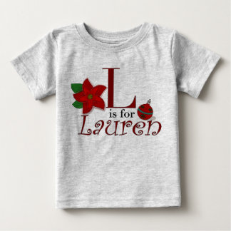 Lはローレン、ベビーの初めてのクリスマスTシャツ用 ベビーTシャツ