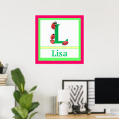 LはLadybugとGirl Name Wall Artの略子供へ ポスター (ホームオフィス)