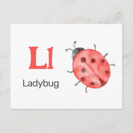 LはLadybug用 – アルファベットフラッシュカード ポストカード