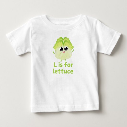 LはLETTCEグリーンベジアルファベットL用 ベビーTシャツ (正面)