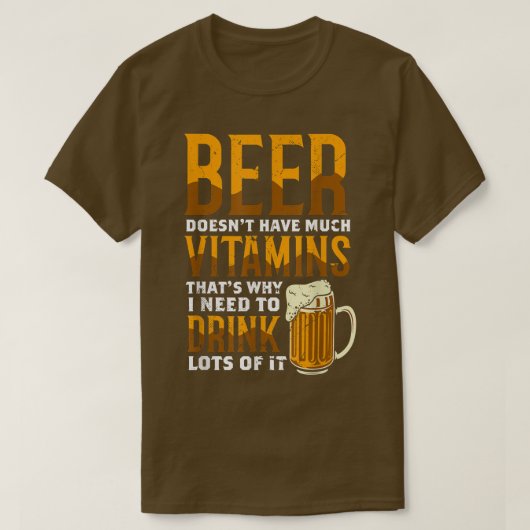 Lを飲む理由よりビタミンが少ないビール Tシャツ (デザイン正面)