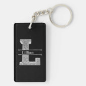 Lイニシャルパーソナライズされたシルバーモノグラムあなたの名前 キーホルダー (裏面)