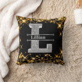 Lイニシャルパーソナライズされたシルバーモノグラムあなたの名前 クッション (ブランケット)