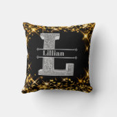 Lイニシャルパーソナライズされたシルバーモノグラムあなたの名前 クッション (裏面)