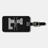 Lイニシャルパーソナライズされたシルバーモノグラムあなたの名前 ラゲッジタグ (正面横)