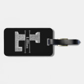 Lイニシャルパーソナライズされたシルバーモノグラムあなたの名前 ラゲッジタグ (裏面横)