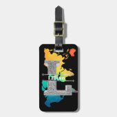 Lイニシャルパーソナライズされたシルバーモノグラムあなたの名前 ラゲッジタグ (正面縦)