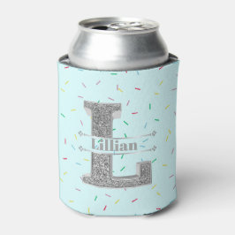 Lイニシャルパーソナライズされたシルバーモノグラムあなたの名前 缶クーラー