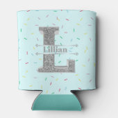 Lイニシャルパーソナライズされたシルバーモノグラムあなたの名前 缶クーラー (裏面)