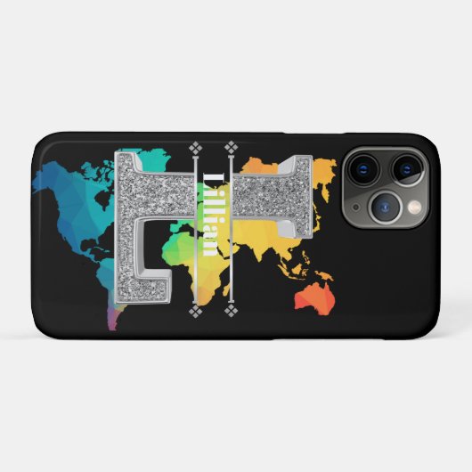 Lイニシャルパーソナライズされたシルバーモノグラムあなたの名前 Case-Mate iPhoneケース (裏面(横))