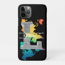 Lイニシャルパーソナライズされたシルバーモノグラムあなたの名前