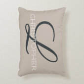 Lイニシャルパーソナライズされた名タンタウペトレンディー アクセントクッション (正面(垂直))